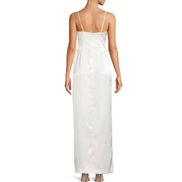Aidan by Aidan Mattox Ivory V-Neck Draped Column Maxi Gown Sz 10 NWT - Picture 12 of 15